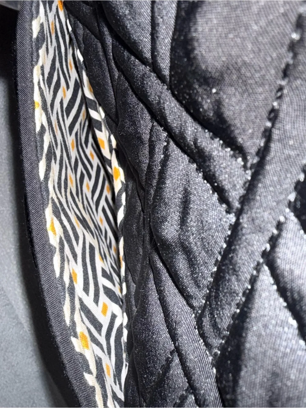 Vera Bradley Black Quilted Tote Bag with Top Handles